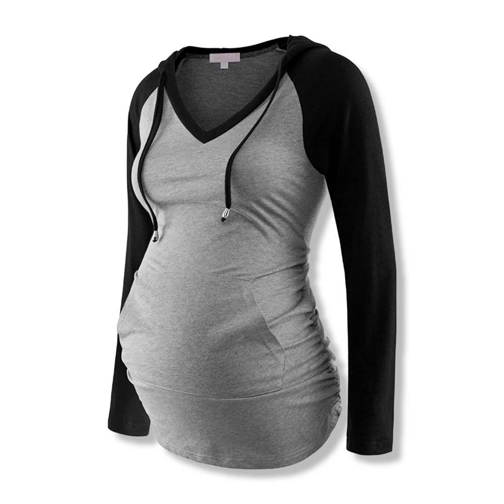 Maternity Hoodie - Black & Grey